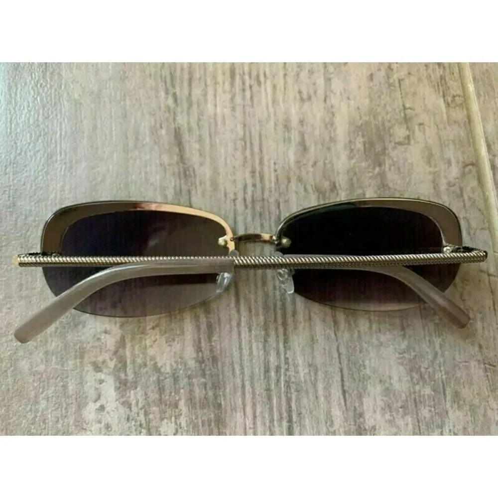 Summer Frameless Sunglasses Retro Vintage Silver Black Gradient Lens Fashion NEW